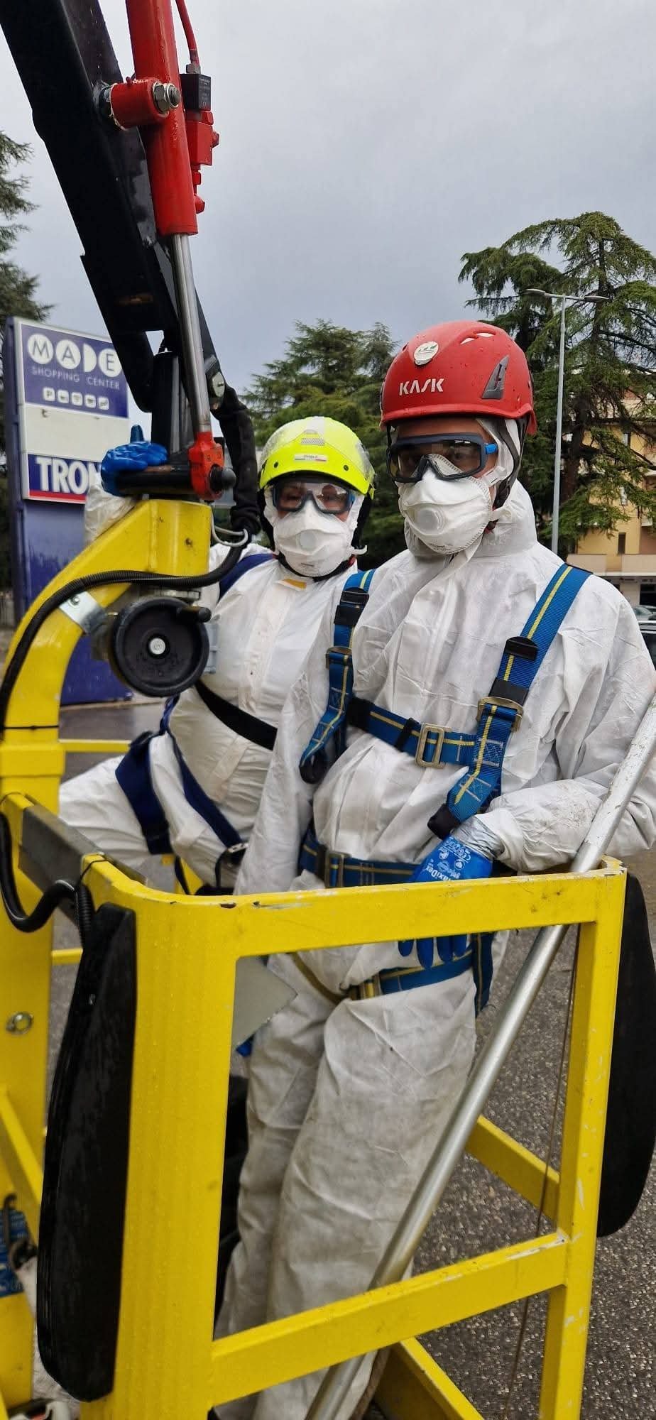Workers in protective gear
